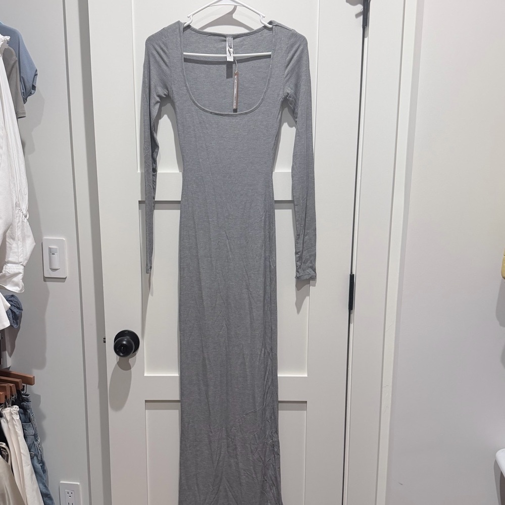 NEW w TAG! SKIMS Gray Long Sleeve Dress XS - Picture 2 of 5